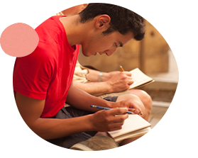 professional learning in education with student writing in journal