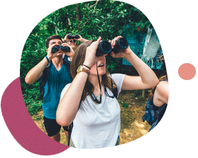 two students with binoculars experiencing professional learning in education
